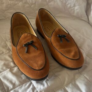 Women’s Suede Tassel Loafers in Cognac